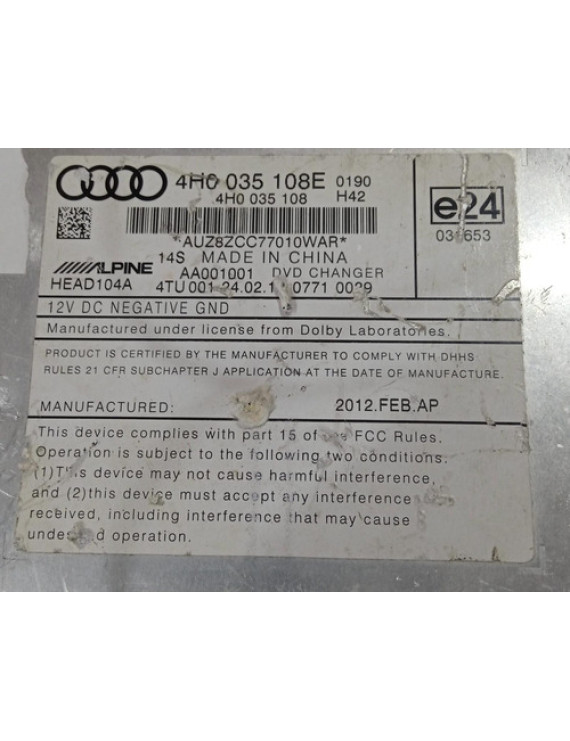 Leitor De Dvd Audi A6 A7 A8 2011 2012 2013 