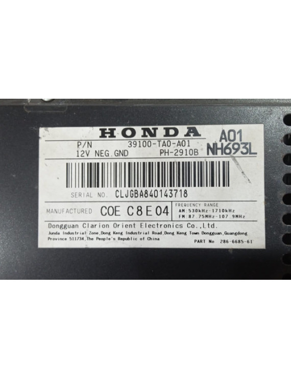  Rádio Cd Player Honda Accord 2008 2009 2010 2011 2012