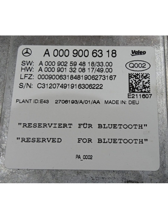 Módulo Controle Câmera Mercedes E300 2020 / A0009006318   