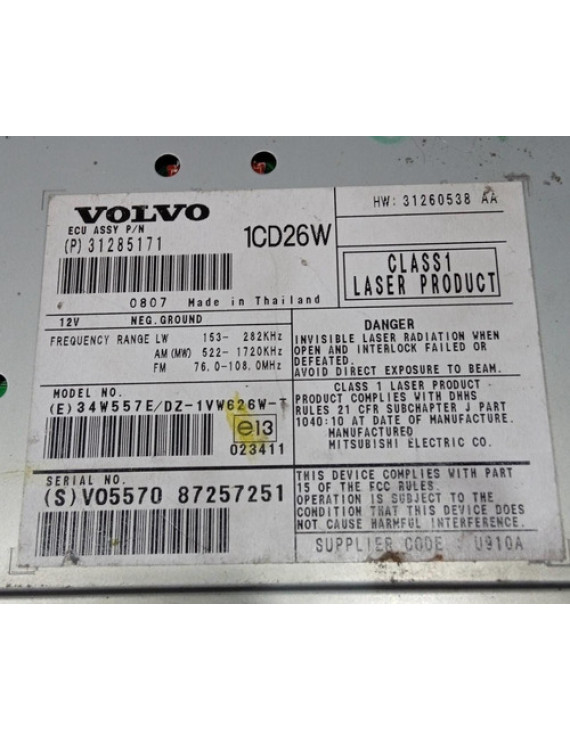 Rádio Cd Player Volvo Xc90 2007 - 2014 / 31285171